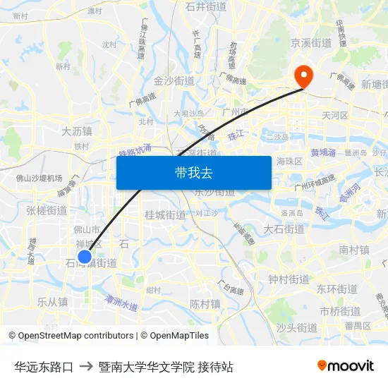 华远东路口 to 暨南大学华文学院 接待站 map