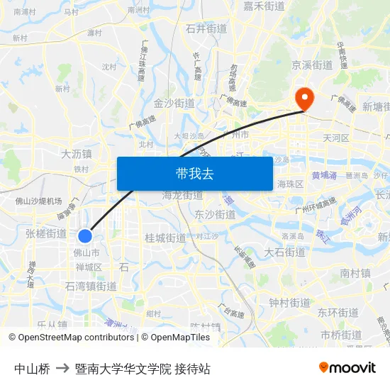 中山桥 to 暨南大学华文学院 接待站 map