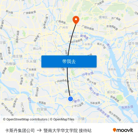 卡斯丹集团公司 to 暨南大学华文学院 接待站 map