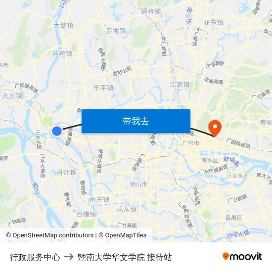 行政服务中心 to 暨南大学华文学院 接待站 map