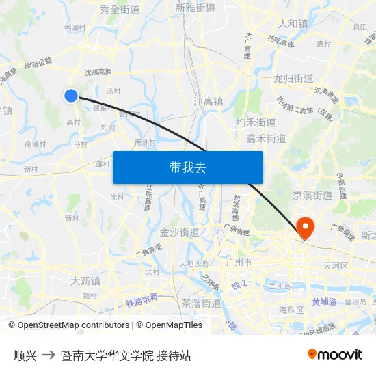 顺兴 to 暨南大学华文学院 接待站 map