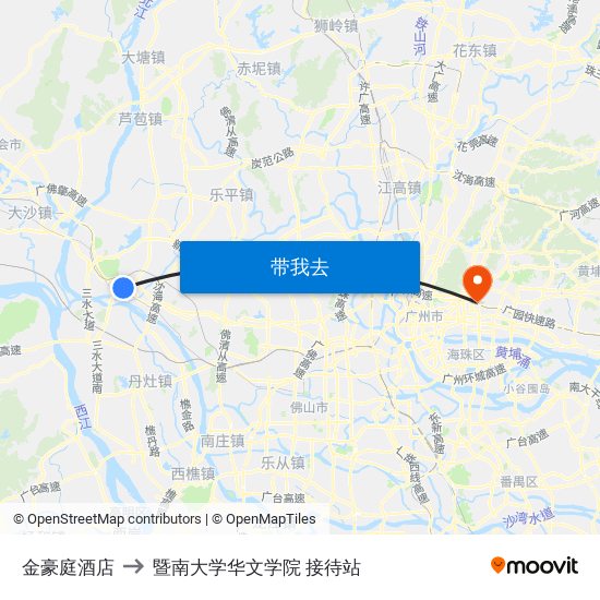 金豪庭酒店 to 暨南大学华文学院 接待站 map