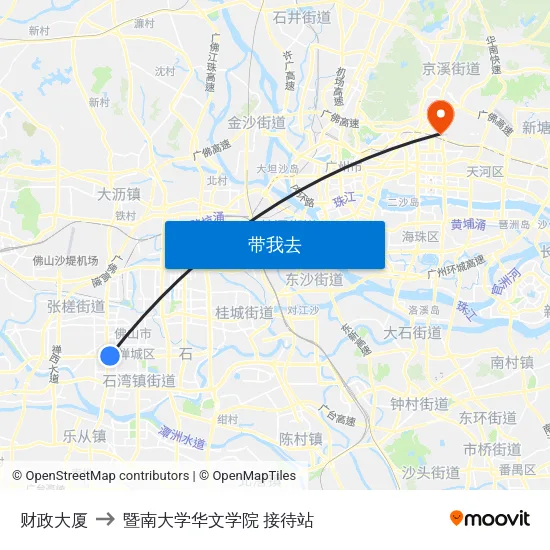 财政大厦 to 暨南大学华文学院 接待站 map