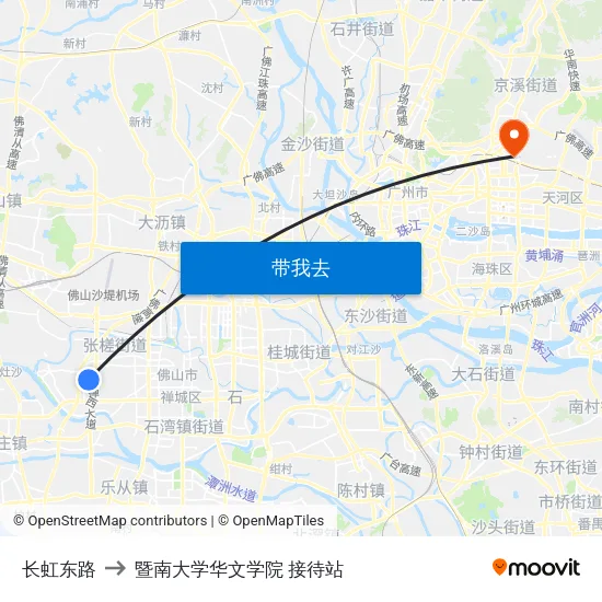 长虹东路 to 暨南大学华文学院 接待站 map