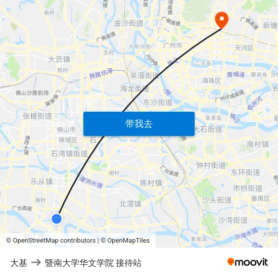 大基 to 暨南大学华文学院 接待站 map