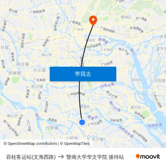 容桂客运站(文海西路) to 暨南大学华文学院 接待站 map