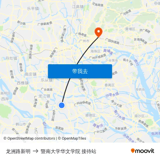 龙洲路新明 to 暨南大学华文学院 接待站 map