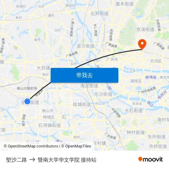 塱沙二路 to 暨南大学华文学院 接待站 map