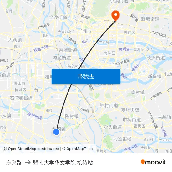 东兴路 to 暨南大学华文学院 接待站 map