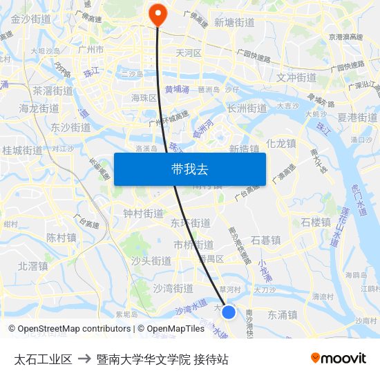 太石工业区 to 暨南大学华文学院 接待站 map