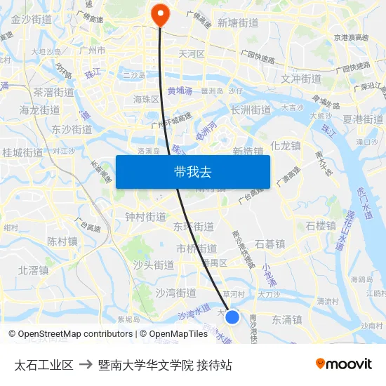太石工业区 to 暨南大学华文学院 接待站 map