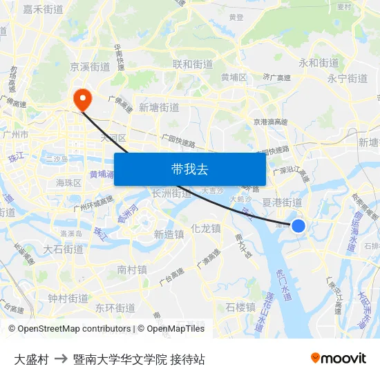 大盛村 to 暨南大学华文学院 接待站 map