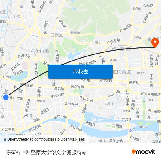 陈家祠 to 暨南大学华文学院 接待站 map