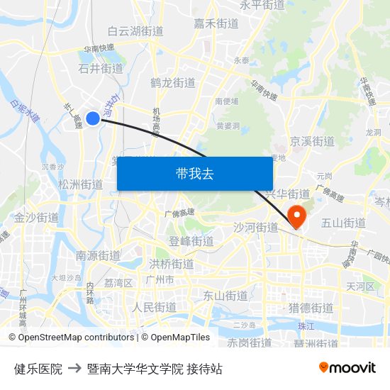 健乐医院 to 暨南大学华文学院 接待站 map