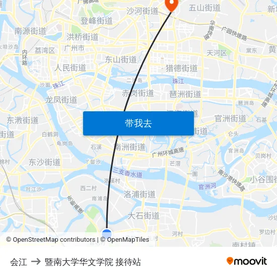 会江 to 暨南大学华文学院 接待站 map