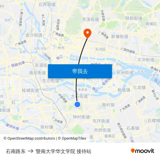 石南路东 to 暨南大学华文学院 接待站 map