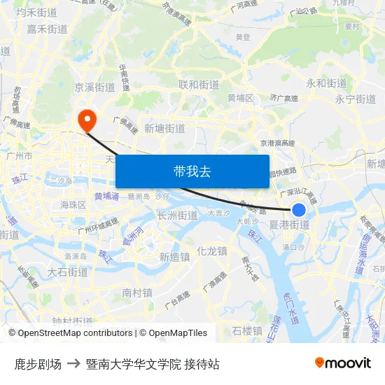 鹿步剧场 to 暨南大学华文学院 接待站 map
