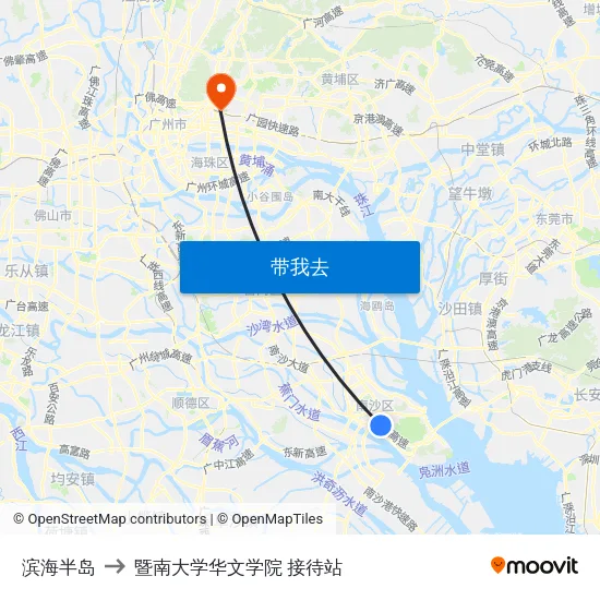 滨海半岛 to 暨南大学华文学院 接待站 map