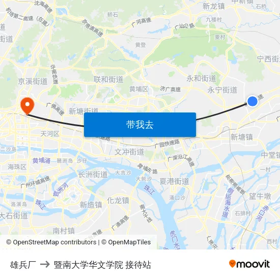雄兵厂 to 暨南大学华文学院 接待站 map