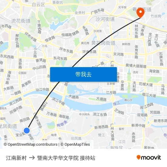 江南新村 to 暨南大学华文学院 接待站 map