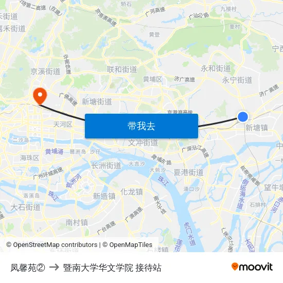 凤馨苑② to 暨南大学华文学院 接待站 map