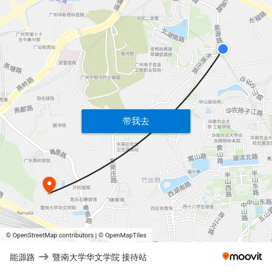 能源路 to 暨南大学华文学院 接待站 map