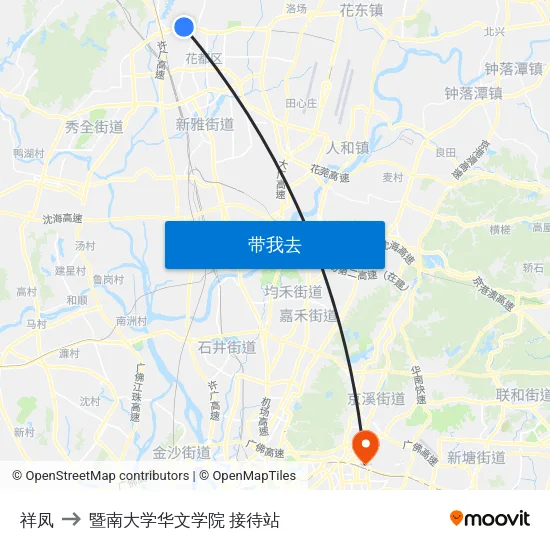 祥凤 to 暨南大学华文学院 接待站 map