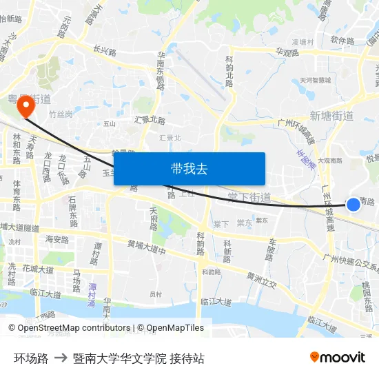 环场路 to 暨南大学华文学院 接待站 map
