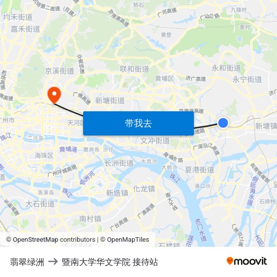翡翠绿洲 to 暨南大学华文学院 接待站 map