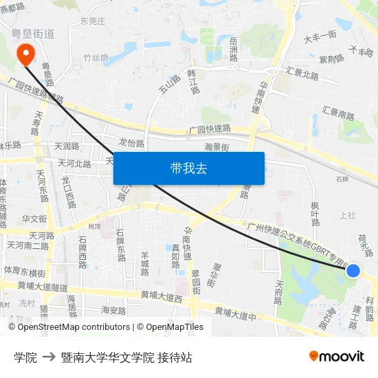 学院 to 暨南大学华文学院 接待站 map