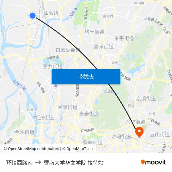 环镇西路南 to 暨南大学华文学院 接待站 map