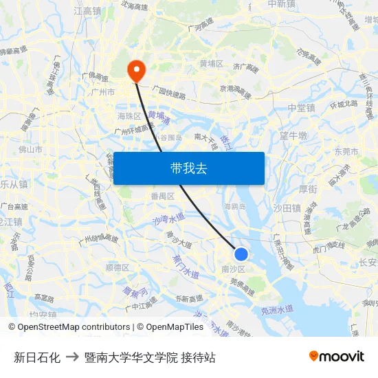 新日石化 to 暨南大学华文学院 接待站 map