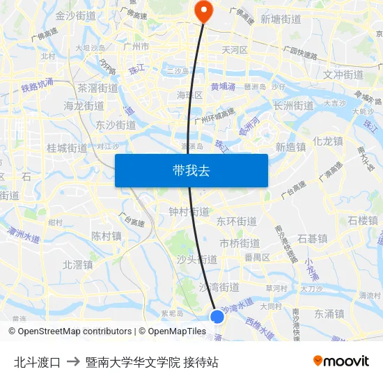 北斗渡口 to 暨南大学华文学院 接待站 map