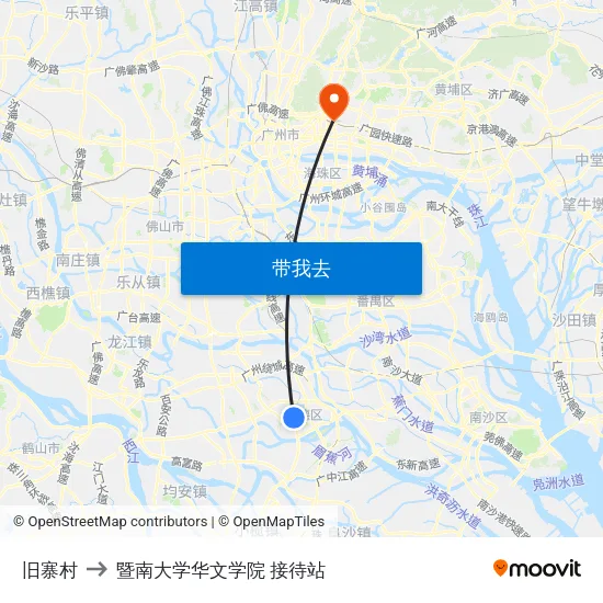 旧寨村 to 暨南大学华文学院 接待站 map