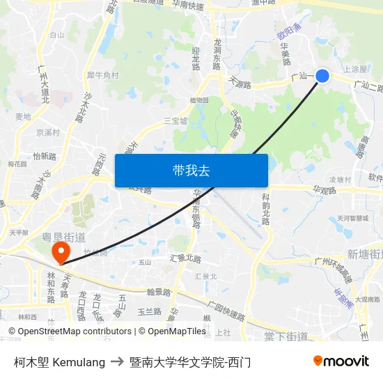 柯木塱 Kemulang to 暨南大学华文学院-西门 map