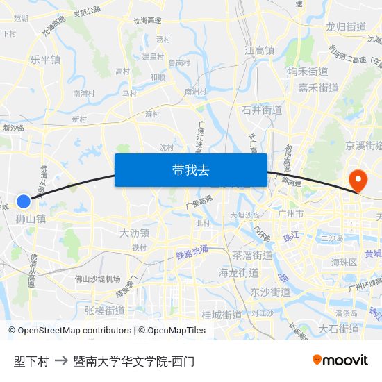 塱下村 to 暨南大学华文学院-西门 map