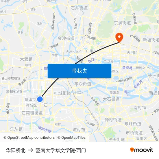 华阳桥北 to 暨南大学华文学院-西门 map