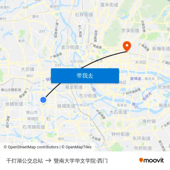 千灯湖公交总站 to 暨南大学华文学院-西门 map