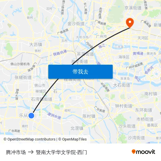 腾冲市场 to 暨南大学华文学院-西门 map