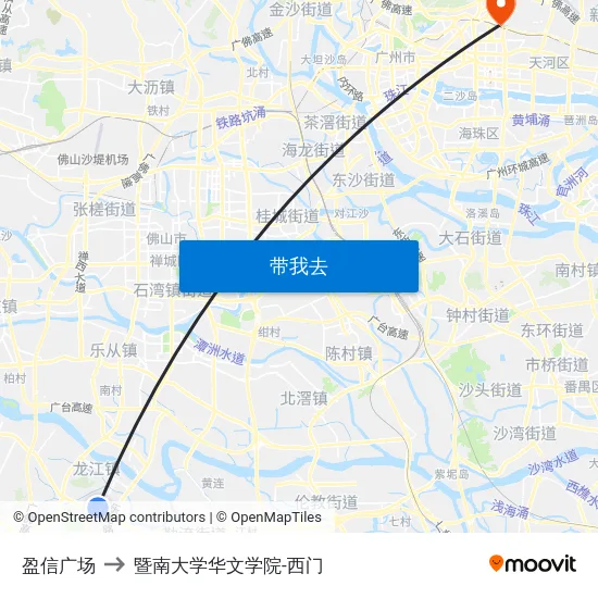 盈信广场 to 暨南大学华文学院-西门 map