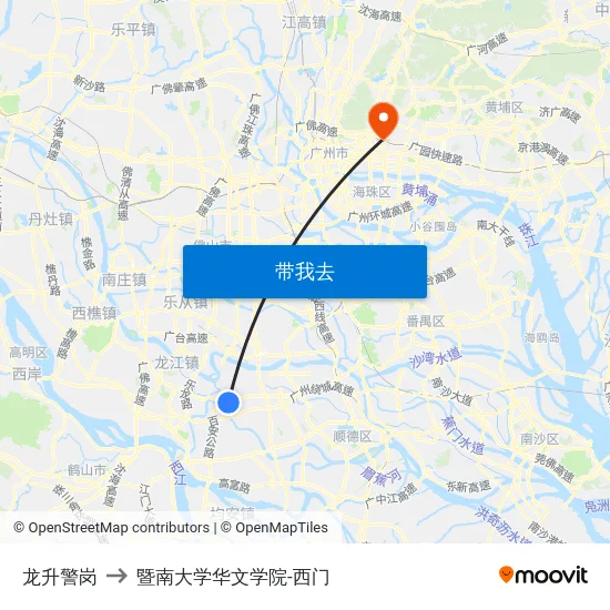 龙升警岗 to 暨南大学华文学院-西门 map