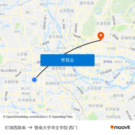 灯湖西路南 to 暨南大学华文学院-西门 map