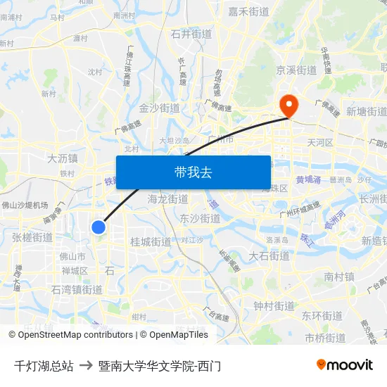 千灯湖总站 to 暨南大学华文学院-西门 map