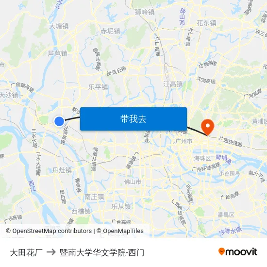 大田花厂 to 暨南大学华文学院-西门 map