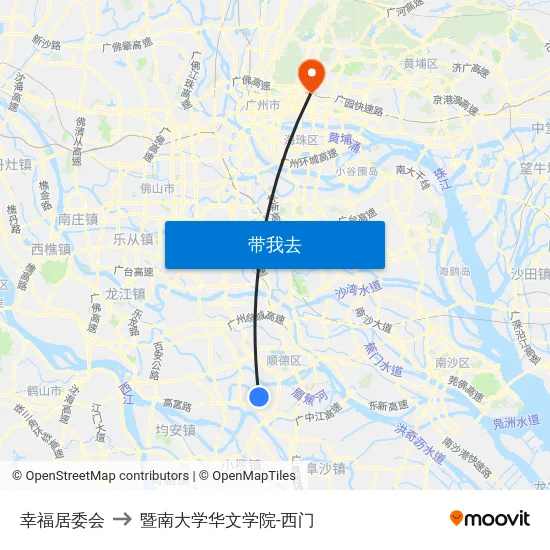 幸福居委会 to 暨南大学华文学院-西门 map