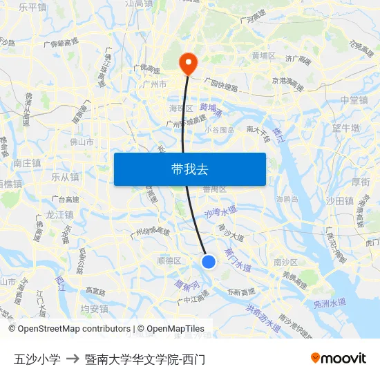 五沙小学 to 暨南大学华文学院-西门 map