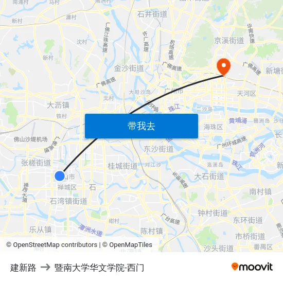 建新路 to 暨南大学华文学院-西门 map