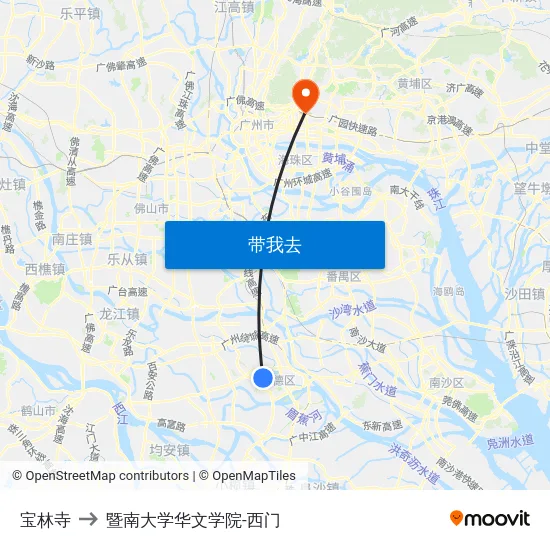 宝林寺 to 暨南大学华文学院-西门 map