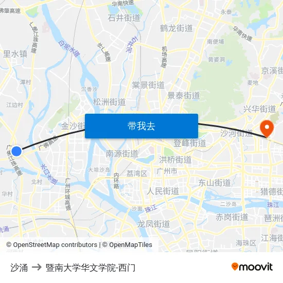 沙涌 to 暨南大学华文学院-西门 map