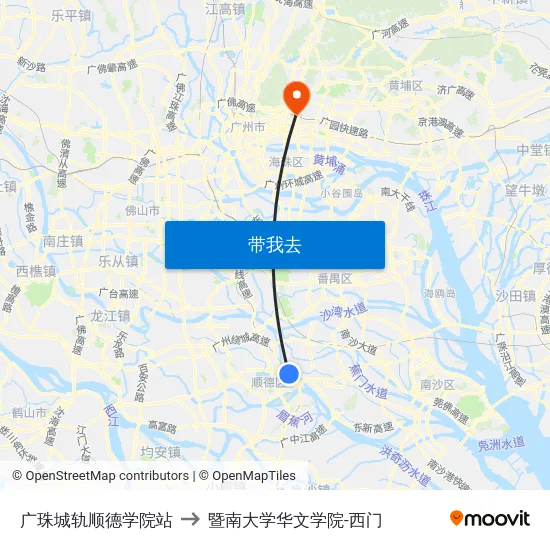 广珠城轨顺德学院站 to 暨南大学华文学院-西门 map